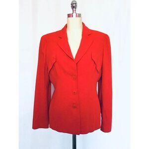 GEORGIO ARMANI Vintage Womens Large Red Wool Crepe Blazer